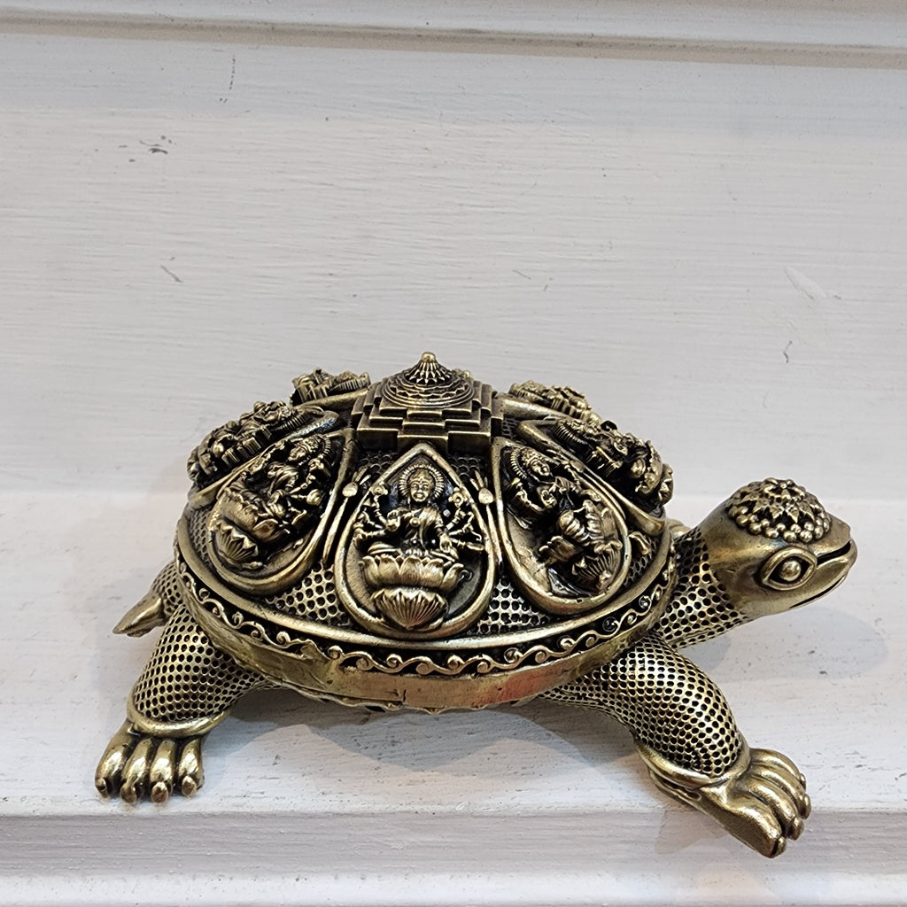 PREMIUM BRASS TURTLE WITH ASHTA LAKSHMI STATUE 