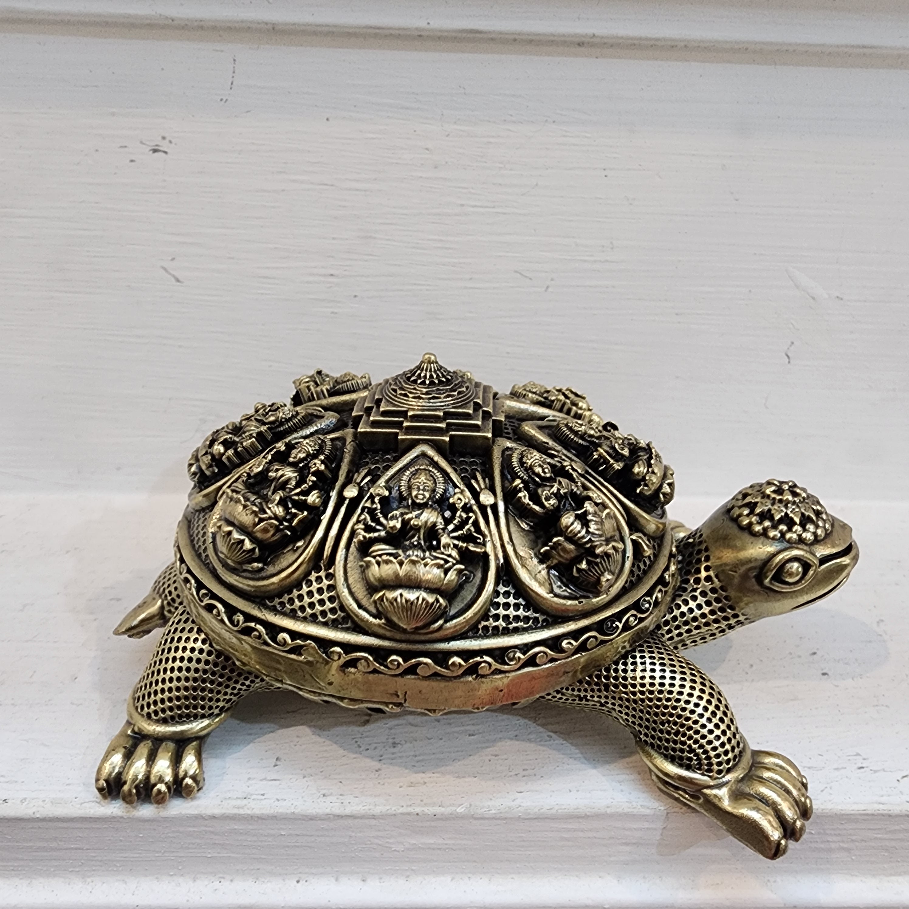 PREMIUM BRASS TURTLE WITH ASHTA LAKSHMI STATUE 