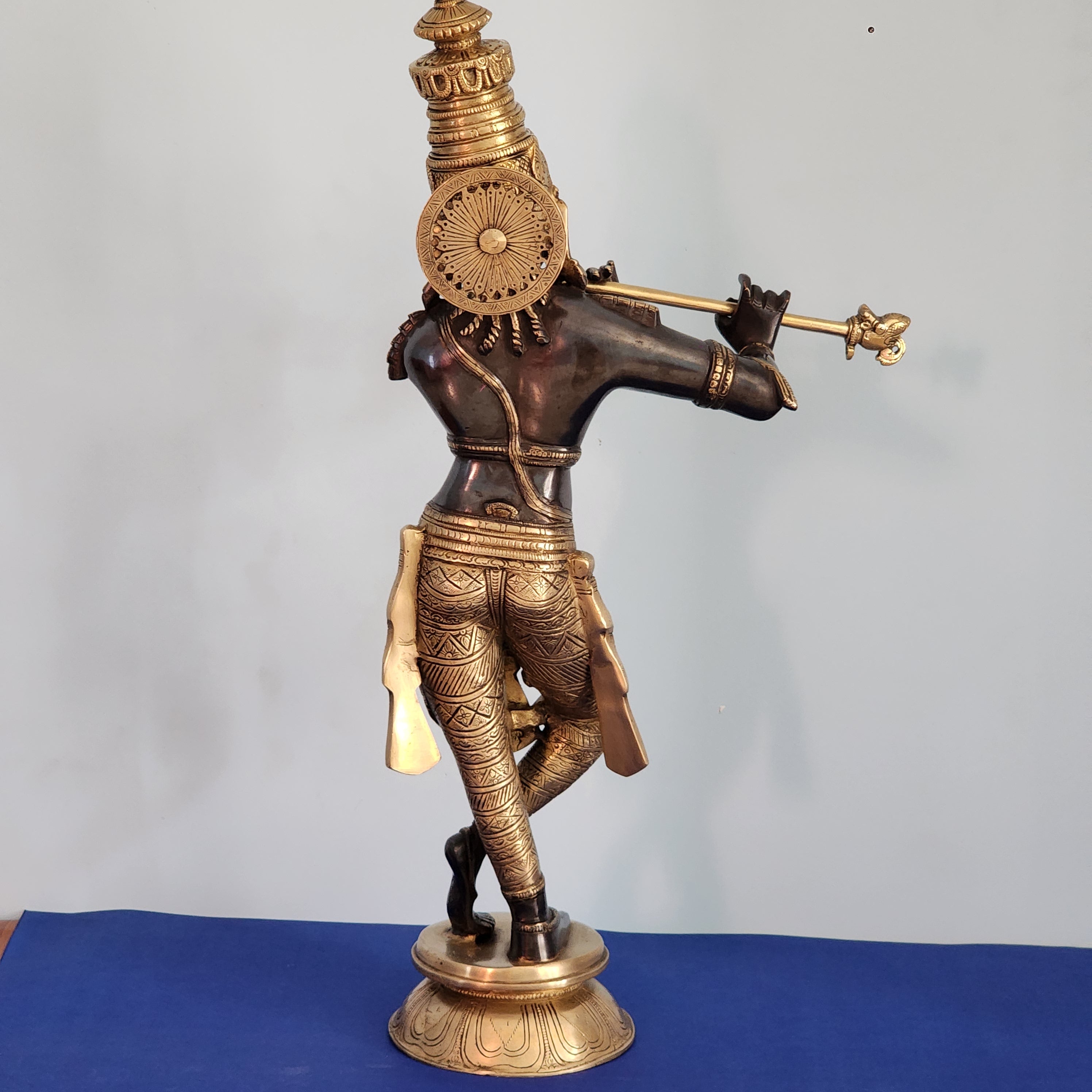 Brass Lord Krishna Statue | 60 cm | Double Tone Black Finished