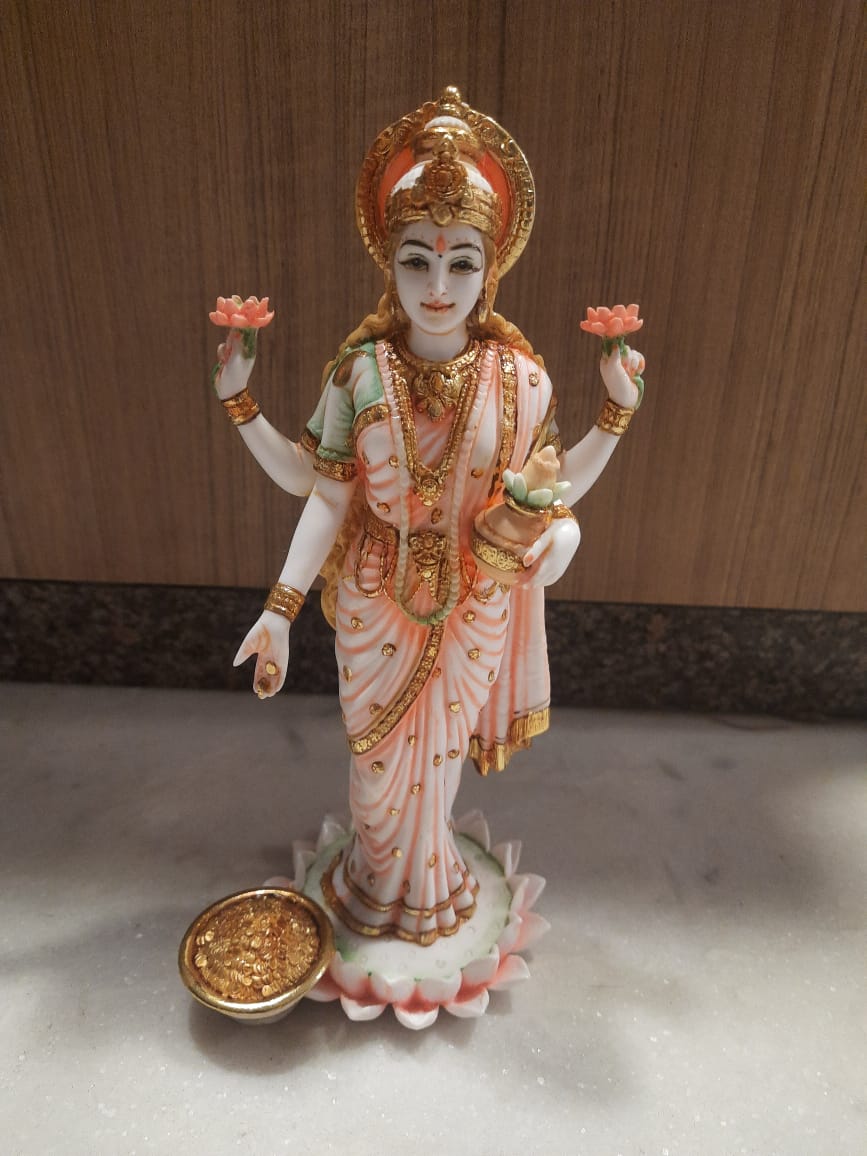10 inch red finished laxmi maa statue (0.85 kg )