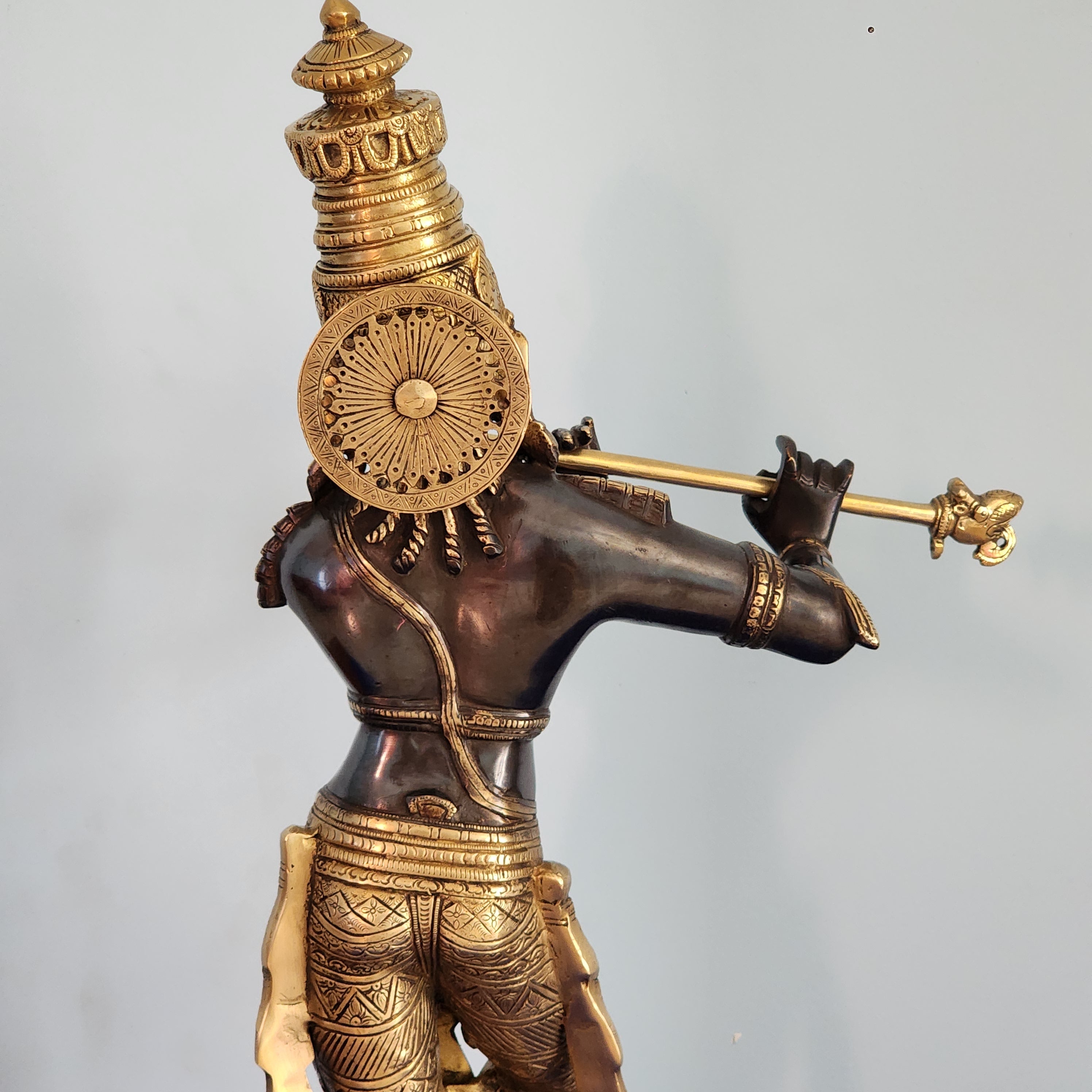 Brass Lord Krishna Statue | 60 cm | Double Tone Black Finished