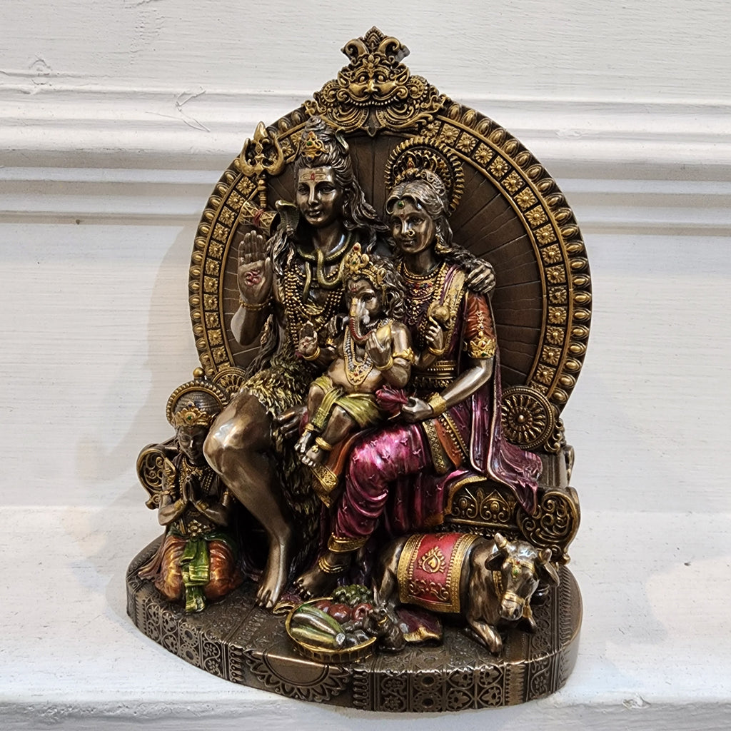 7.5 inch shiva family statue Bonded Bronze with resin