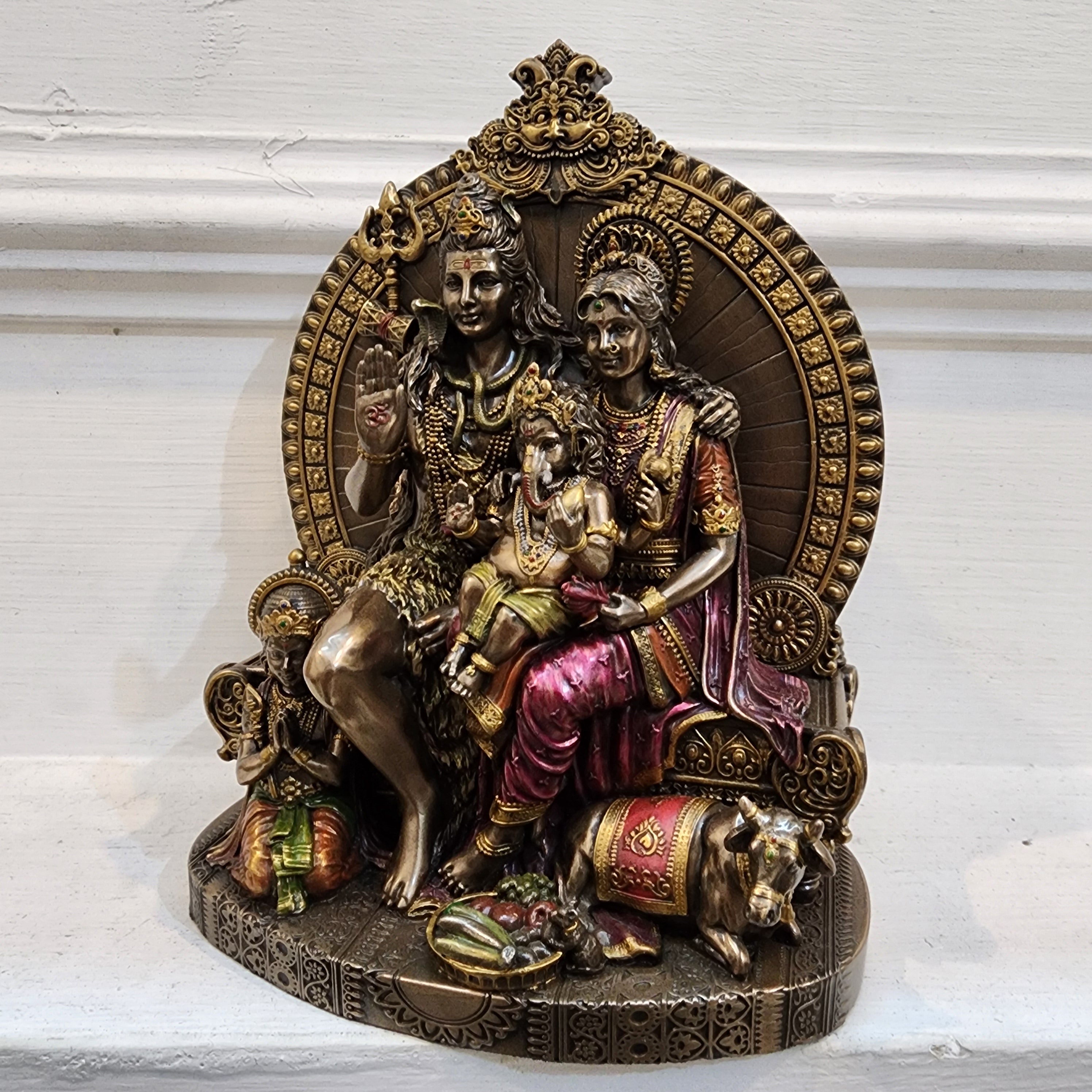 7.5 inch shiva family statue Bonded Bronze with resin