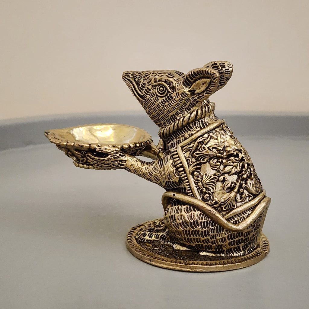 Premium Brass Mouse Diya | 3.5 Inch (180 Grams)