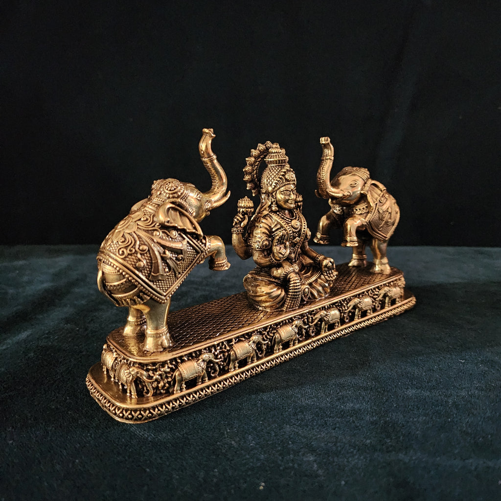 Brass Gajj Lakshmi Statue Hindu Goddess of Wealth 4.5 inch